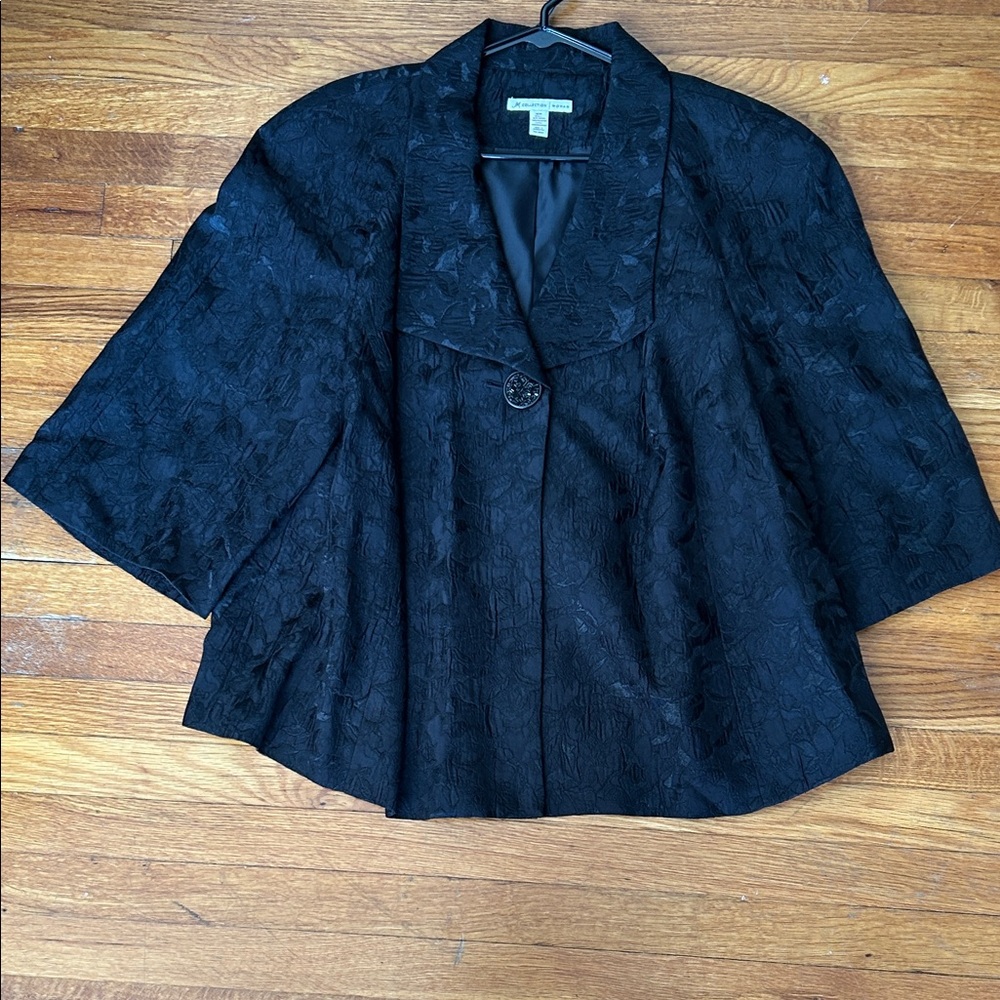 JM Collection Textured Black Cape Jacket